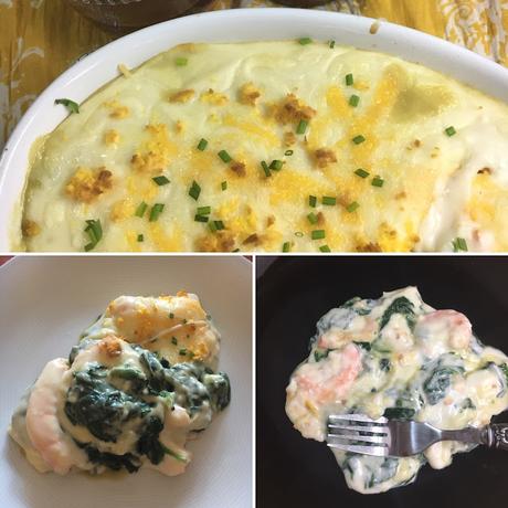 Gratinado De Espinacas, Langostinos Y Bechamel De Queso