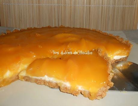 tarta de queso y melocoton