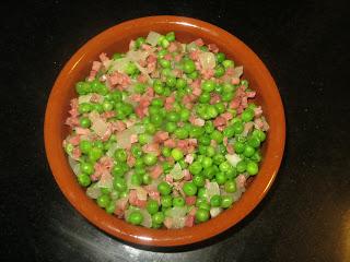 GUISANTES CON JAMÓN AL MICROONDAS