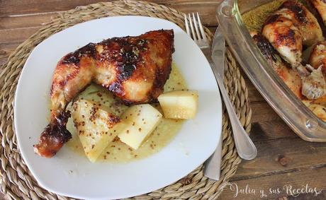 RECETA -  Pollo al horno con miel y mostaza antigua