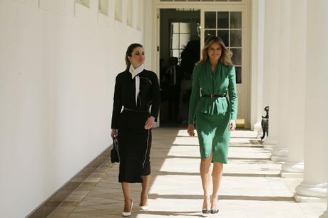 Melania visits school with Queen Rania