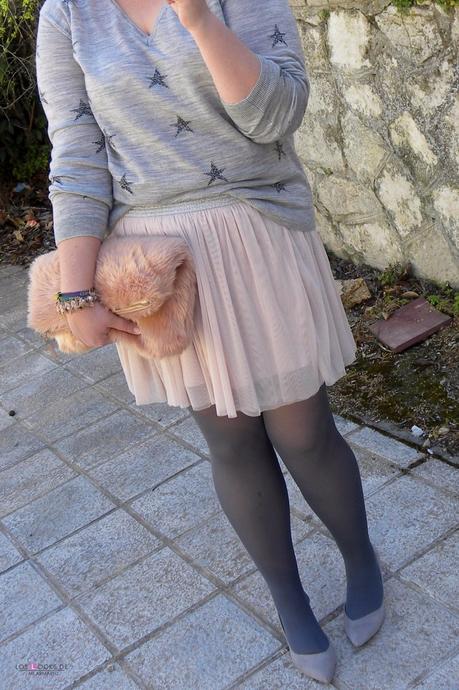 Look talla grande plus size curvy falda tul jersey de estrellas violeta by mango outfit primavera