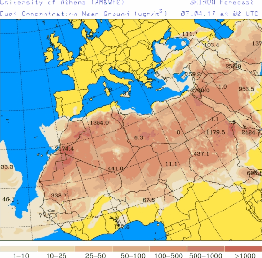 España: Polvo africano (Pronóstico para 7-abril-2017)