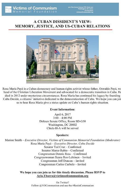 Rosa María Payá hablará en Washington sobre “Derechos Humanos” en Cuba
