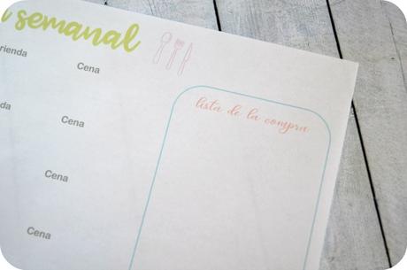 Imprimibe: Menu semanal