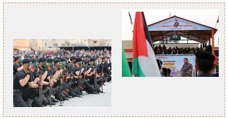 Fotorgrafías de la ceremonia de finalización del curso a nombre de Mazen Fuqahaa (sitio del Ministerio del Interior de la Franja, 30 de marzo de 2017; sitio del periódico al Quds, 30 de marzo de 2017)