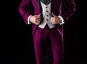 Traje novio borgona solapa raso