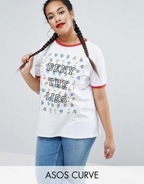 guia de compras con camiseta con mensaje talla grande curvy women
