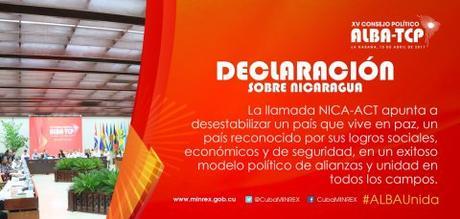 Declaración del XV Consejo Político del ALBA-TCP sobre Nicaragua