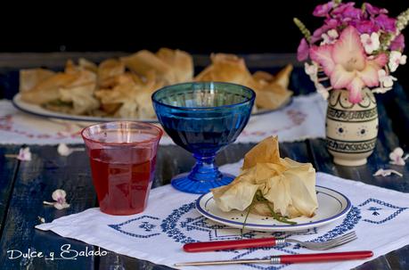 Saquitos de Pasta Filo Rellenos de Bacalao y Cebolla Caramelizada