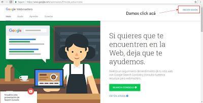 Pantalla de iniciar sesion en Google Webmaster Tools