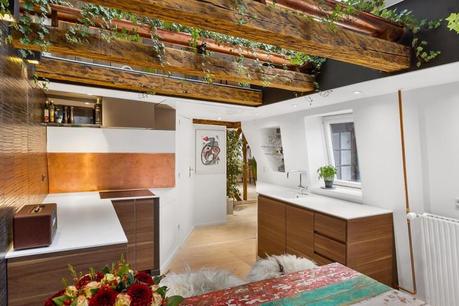 vigas a la vista piso duplex nórdico ladrillo visto estilo nórdico decoración rock musica decoración musical decoración interiores blog decoración 