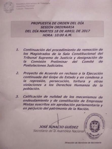 orden del dia 18 abril 2017