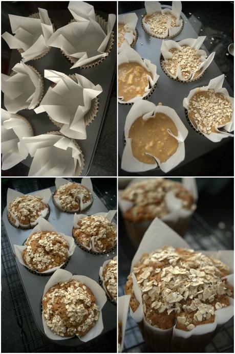 Muffins de miel, avena y manzana, los más sencillos que conozco