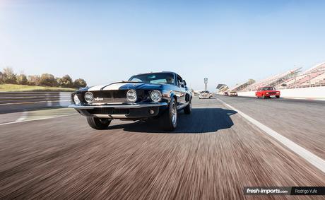 Más de 100 coches clásicos posan en pista para una sesión fotográfica.