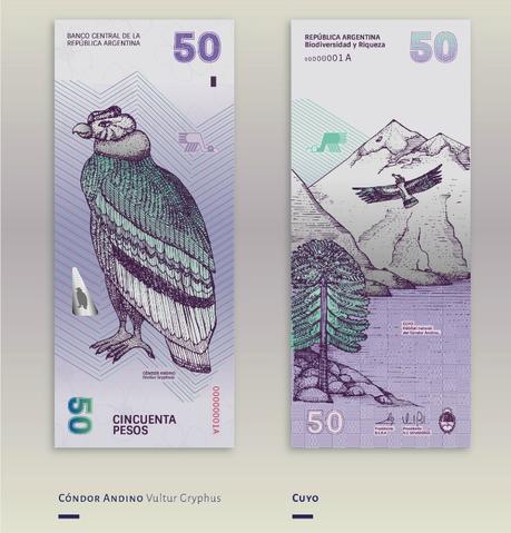 Un colorido rediseño de los billetes de Argentina