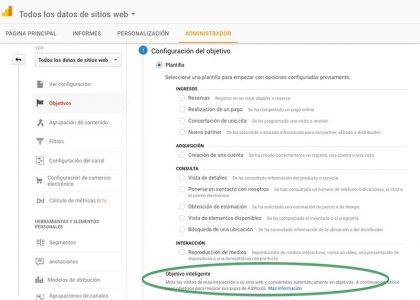Objetivos inteligentes en Google Analytics