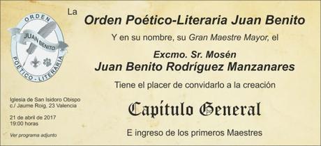 Nace el Capítulo General de la Orden Poético-Literaria Juan Benito