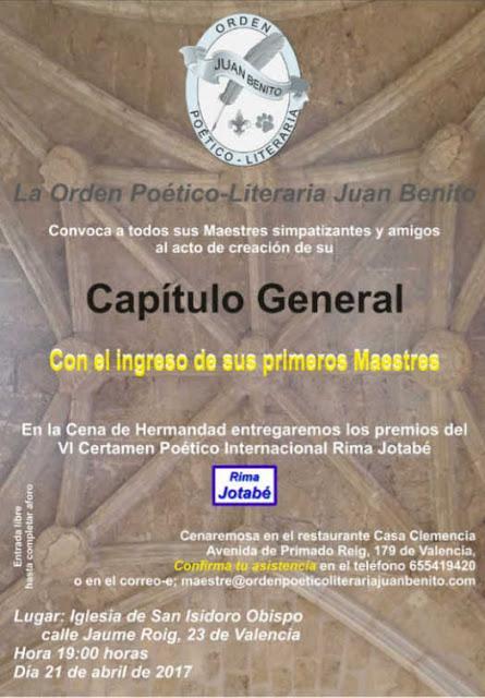 Nace el Capítulo General de la Orden Poético-Literaria Juan Benito