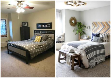 Antes  y después de un dormitorio con aire colonial