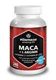 Maca en cápsulas, altamente concentrada con 4000 mg + L-arginina 1800 mg + vitaminas + zinc, 240 cápsulas para 2 meses, producto alemán de calidad, ¡ahora a un precio promocional y devolución gratuita durante 30 días! Paquete individual (1 x 206,4 g)