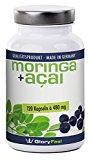 Moringa Oleifera Cápsulas – 480mg de puro polvo de Moringa + Extracto de Frutos de Açaí – 120 cápsulas vegana – natural y puro – calidad premium de fabricación alemana