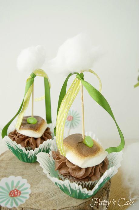 Cupcakes de chocolate y s'mores con habichuelas mágicas