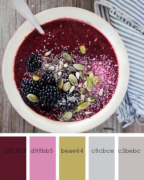 smoothies recipes and color palettes, blackberry and coconut
