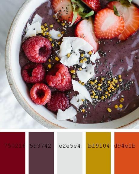 10 smoothies recipes color palettes, acai and berries mix