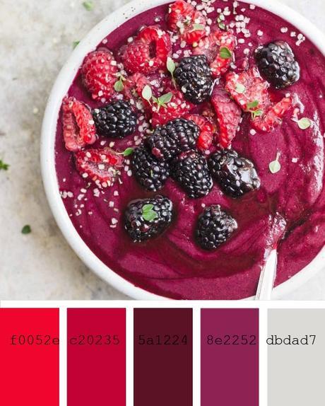 beet and berries smoothie recipe and color palette