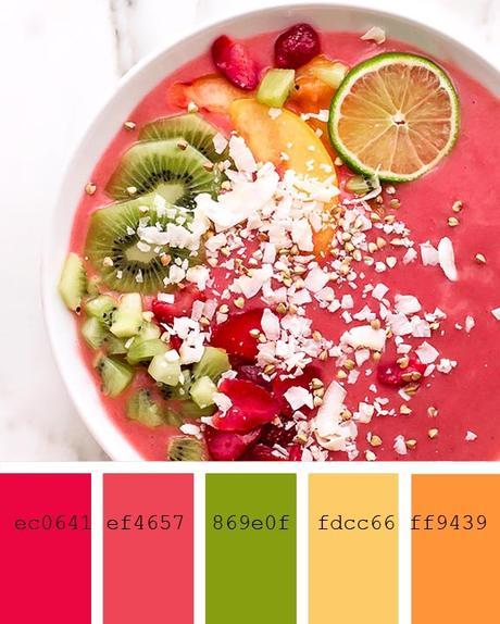 strawberry and ginger smoothie recipe and color palette