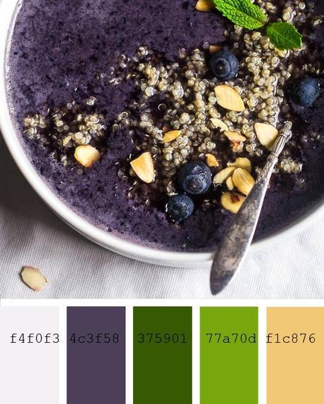 blueberry and quinoa smoothie recipe and color palette