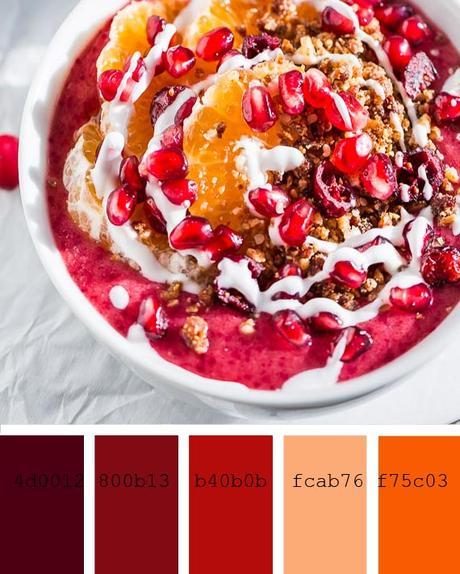 cranberry orange smoothie color palette and recipe