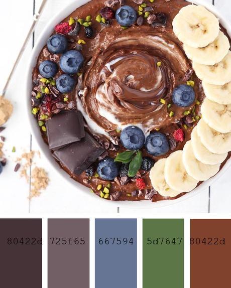 super creamy chocoholic smoothie recipe and color palette