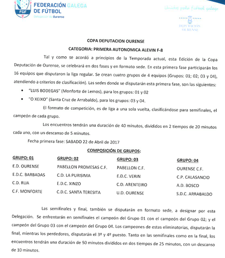 Horarios fútbol en Ourense, 29 y 30 de Abril