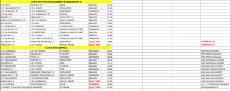 Horarios fútbol en Ourense, 29 y 30 de Abril