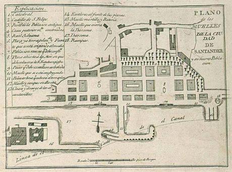 Plano de los muelles de Santander en 1818