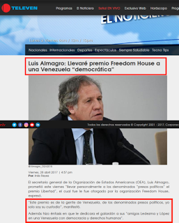 Un “impresentable” Luis Almagro recibe premio de Freedom House, una ONG de la CIA