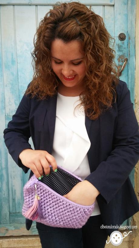 CLUTCH en punto garbanzo a crochet