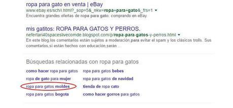 Captura de pantalla de búsquedas relacionadas en Google.