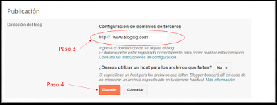 Publicando dominio en blogger