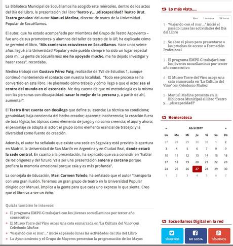 En Socuellamos presentación del libro Teatro y...¿discapacidad? por manu medina