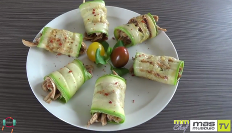 MASMUSCULO CHEF: ROLLITOS DE CALABACIN CON POLLO BBQ