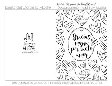 Tarjetas para colorear del DÍA DE LA MADRE , gratis - Paperblog