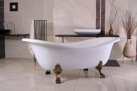 Independiente de lujo de baño de Nouveau Paris Blanco / Oro Viejo 1880mm - baño barroco