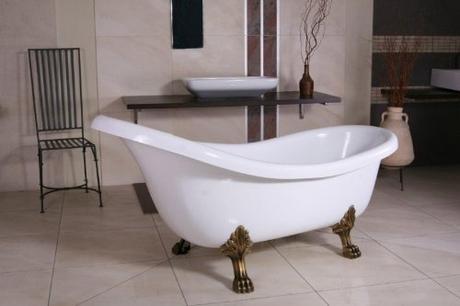 Independiente de baño de lujo Nouveau Sicilia Blanco / Oro Viejo 1740mm - cuartos de baño