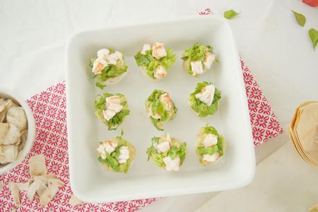 Champiñones con langostinos y cocktail de aguacate, a pedir de boca