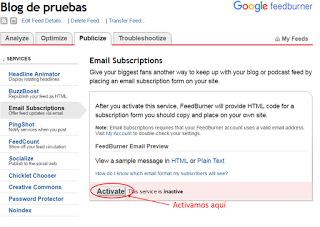 Publicando en FeedBurner 3