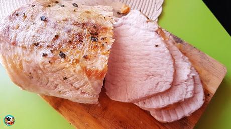 Lomo asado con tubérculos