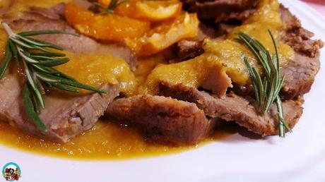 Lomo asado con tubérculos